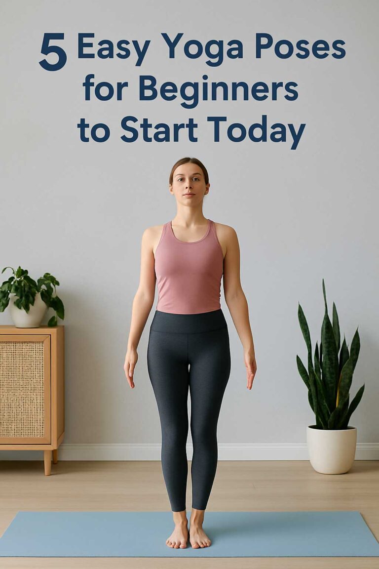 Beginner doing Mountain Pose (Tadasana) at home